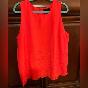 Cynthia Rowley Floral Laser Cut Orange Cami Tank Sleeveless Blouse XL